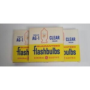 Lot of 3 VIntage GE  AG-1 Flashbulbs - NOS 12 per Box